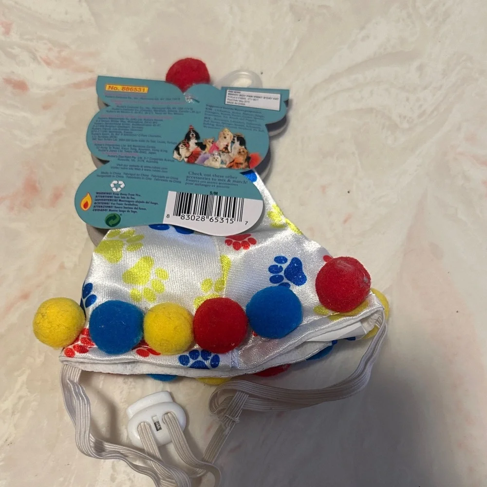 Rubie's Festive Dog Birthday Hat with Colorful Pom Poms